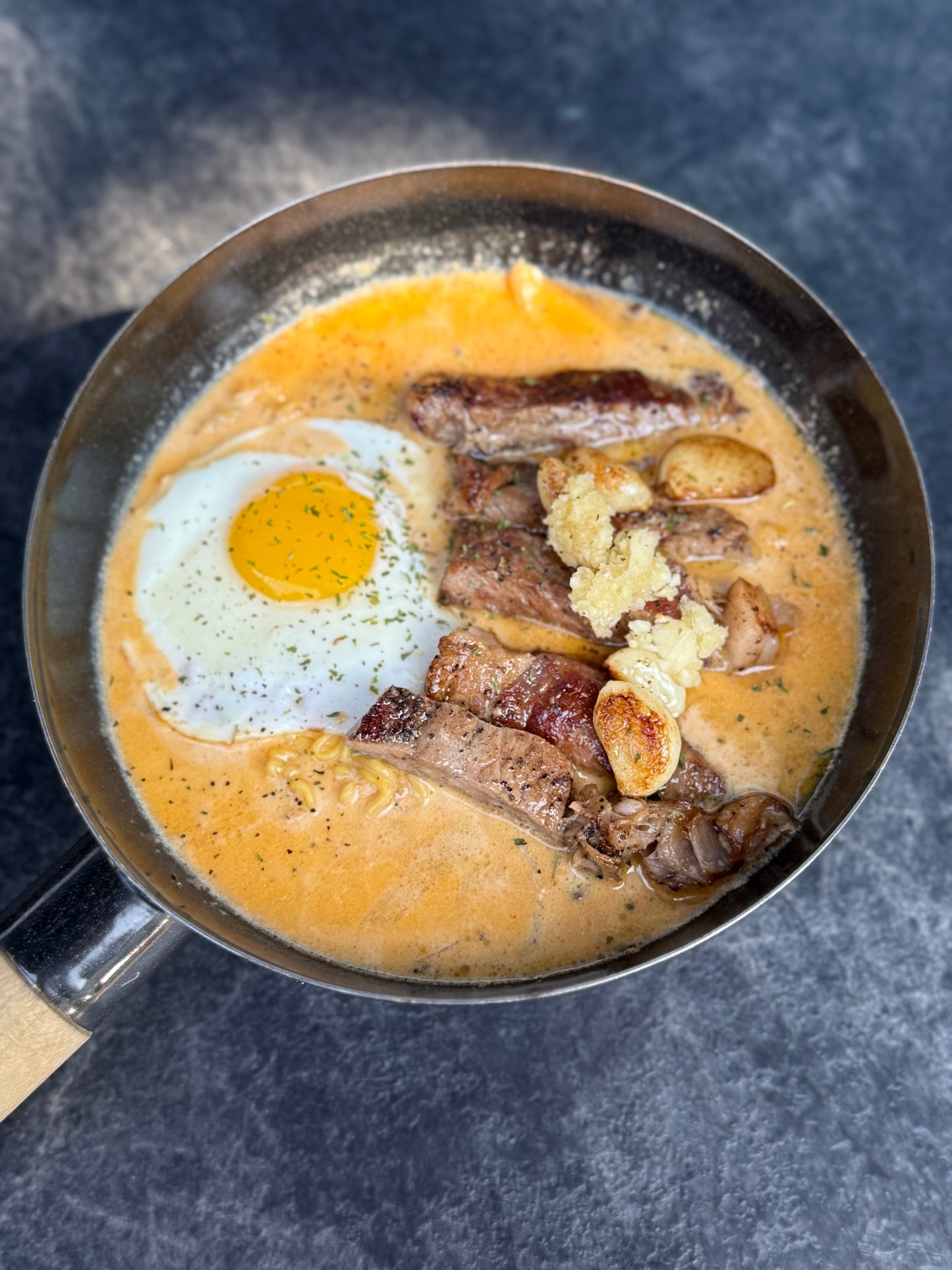 Steak and Egg Creamy Ramyun